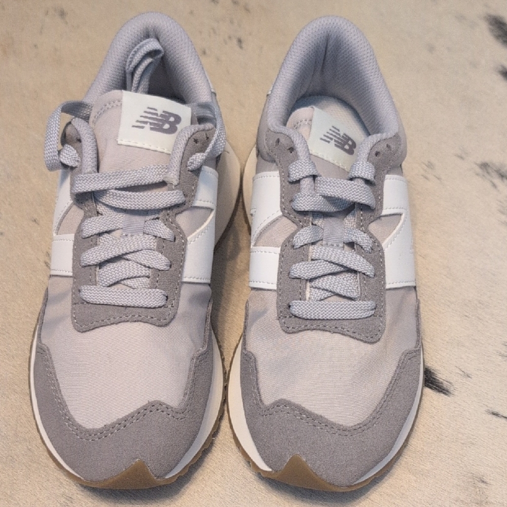 New Balance Light Gray and White Athletic Shoes